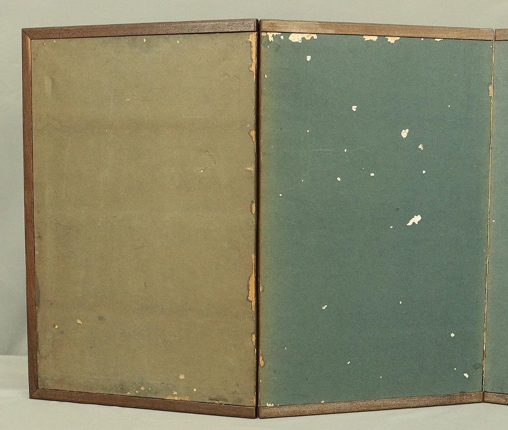 Gold-leaf Small type Room divider Japanese Aged antiques Byobu 6 panels Folding screen V711 - Image 30