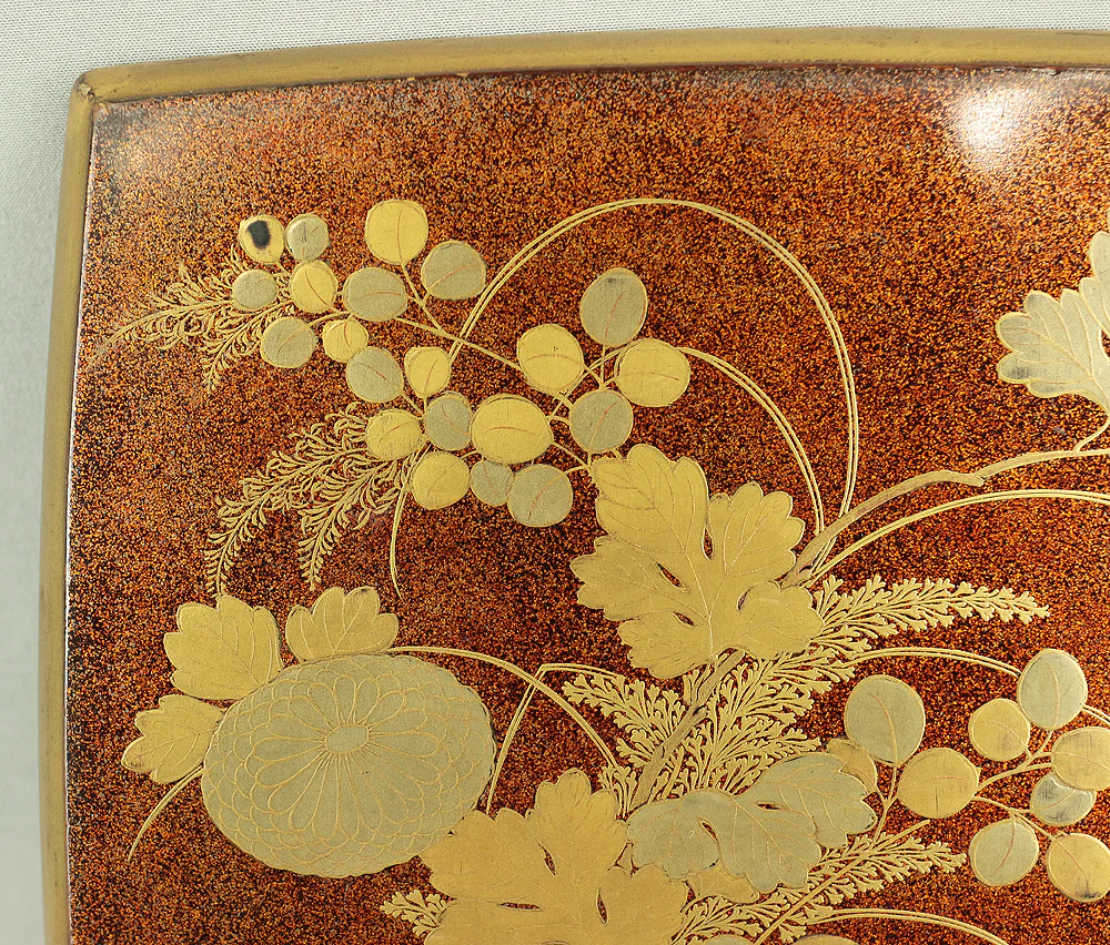 Gold Makie Lacquered Plum Wisteria Paulownia and Cherry Blossom Pattern Portable Lunchbox Set Four-Tiered Box Jubako Two Sake Bottles, Sakazuki and Plates (Kochu 行厨 Hanami Bento 花見弁当 Nodate Bento 野点弁当) with Box VA233 - Image 146