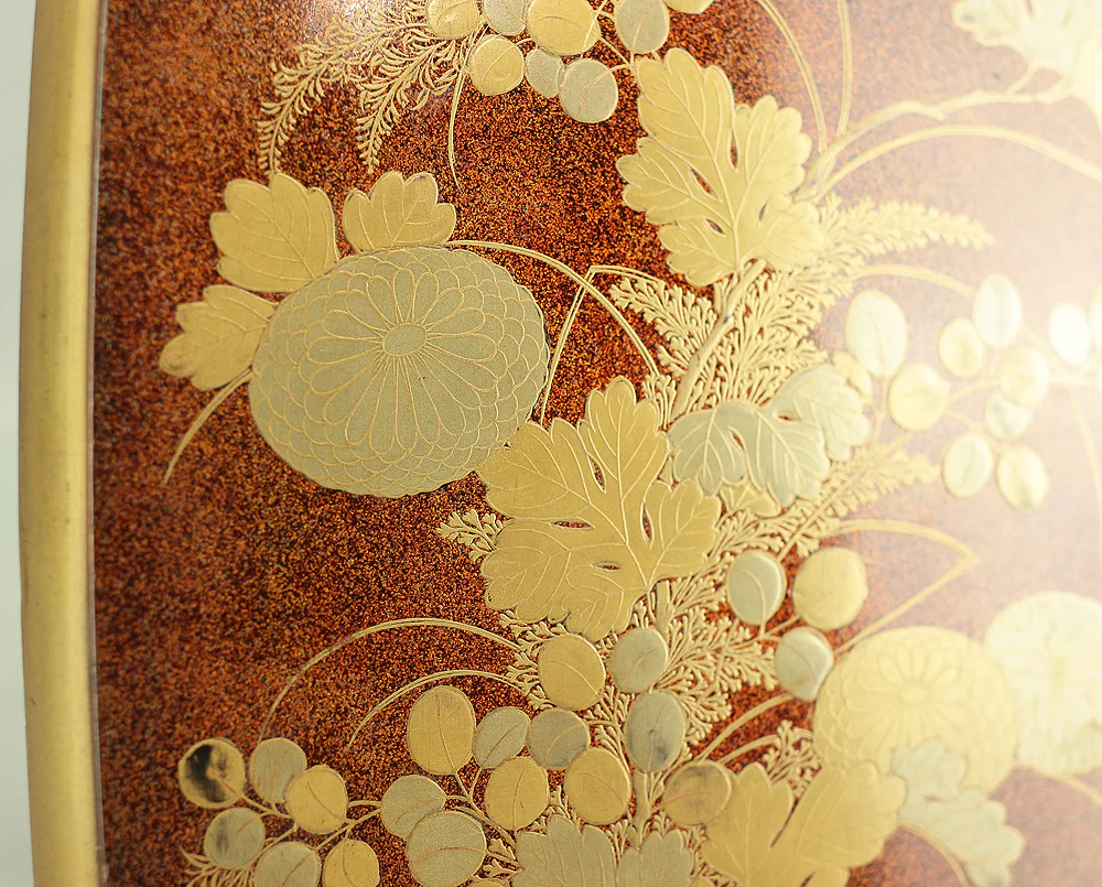 Gold Makie Lacquered Plum Wisteria Paulownia and Cherry Blossom Pattern Portable Lunchbox Set Four-Tiered Box Jubako Two Sake Bottles, Sakazuki and Plates (Kochu 行厨 Hanami Bento 花見弁当 Nodate Bento 野点弁当) with Box VA233 - Image 155