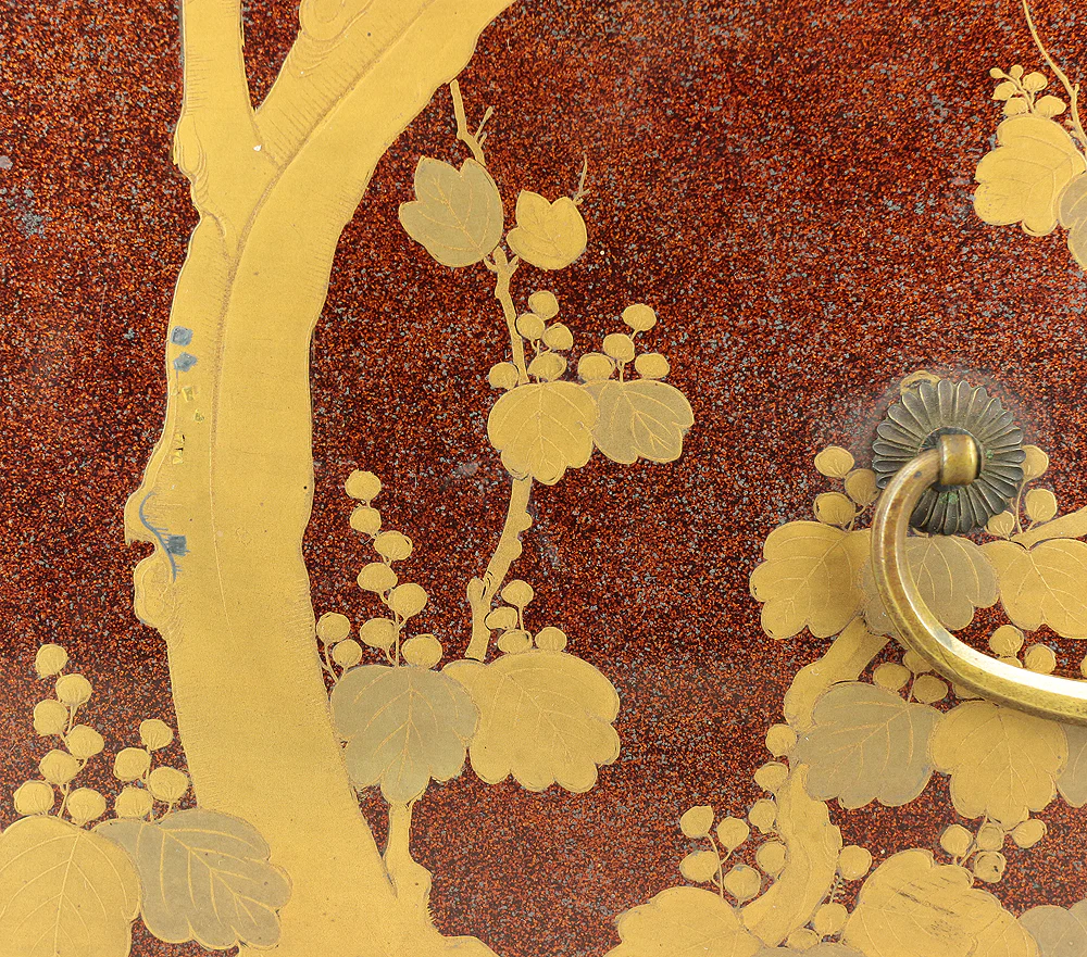Gold Makie Lacquered Plum Wisteria Paulownia and Cherry Blossom Pattern Portable Lunchbox Set Four-Tiered Box Jubako Two Sake Bottles, Sakazuki and Plates (Kochu 行厨 Hanami Bento 花見弁当 Nodate Bento 野点弁当) with Box VA233 - Image 201
