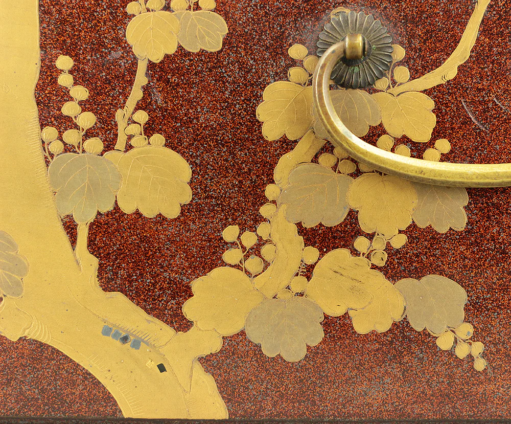 Gold Makie Lacquered Plum Wisteria Paulownia and Cherry Blossom Pattern Portable Lunchbox Set Four-Tiered Box Jubako Two Sake Bottles, Sakazuki and Plates (Kochu 行厨 Hanami Bento 花見弁当 Nodate Bento 野点弁当) with Box VA233 - Image 202