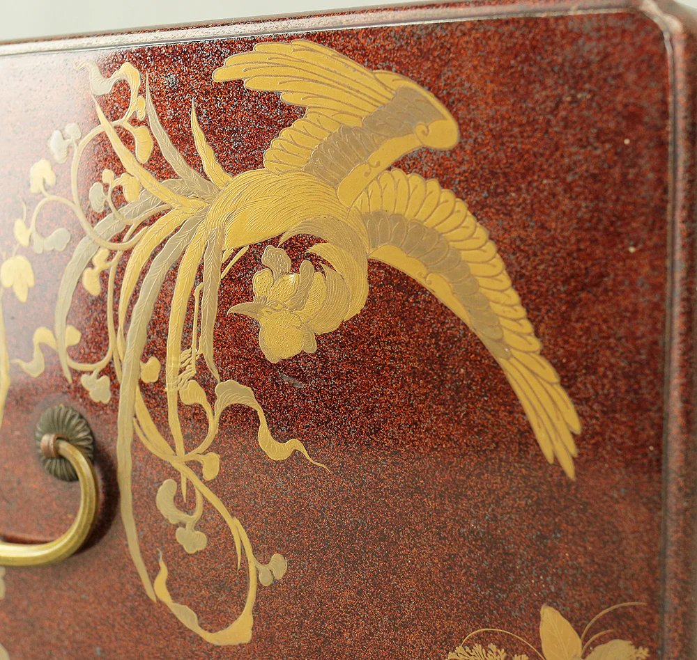 Gold Makie Lacquered Plum Wisteria Paulownia and Cherry Blossom Pattern Portable Lunchbox Set Four-Tiered Box Jubako Two Sake Bottles, Sakazuki and Plates (Kochu 行厨 Hanami Bento 花見弁当 Nodate Bento 野点弁当) with Box VA233 - Image 216