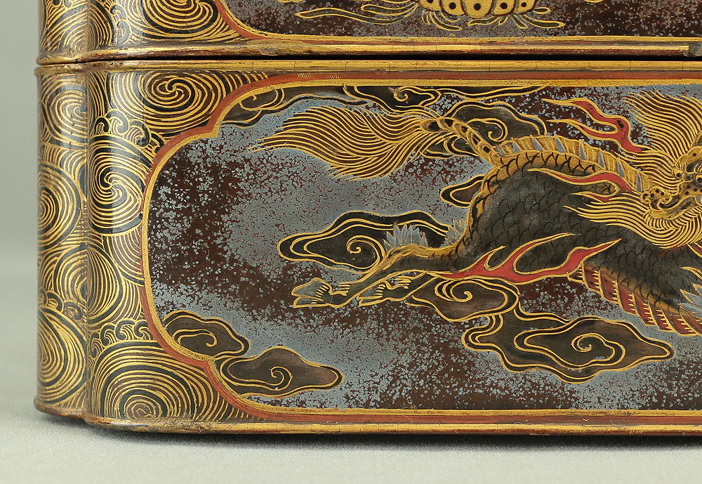 Gold Wave pattern Lacquered Five-Tiered Box Jubako Makie Gold lacquered 'Animal, Flowers and Bird' with Box VA247 - Image 114