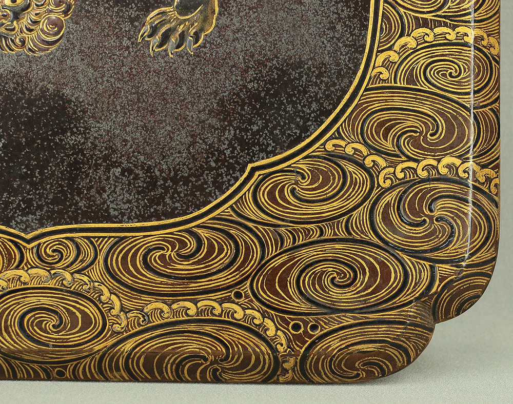 Gold Wave pattern Lacquered Five-Tiered Box Jubako Makie Gold lacquered 'Animal, Flowers and Bird' with Box VA247 - Image 136