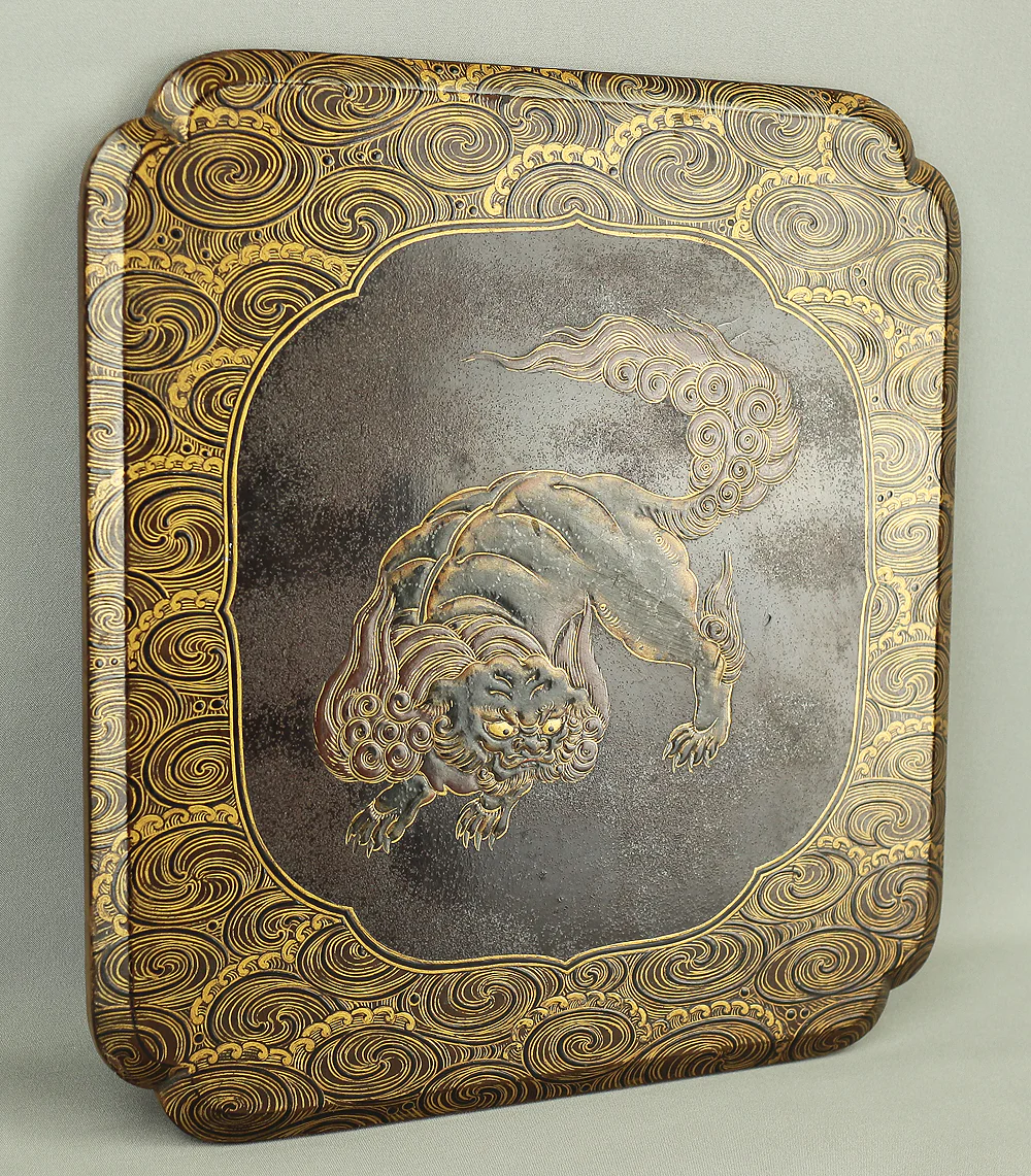 Gold Wave pattern Lacquered Five-Tiered Box Jubako Makie Gold lacquered 'Animal, Flowers and Bird' with Box VA247 - Image 138