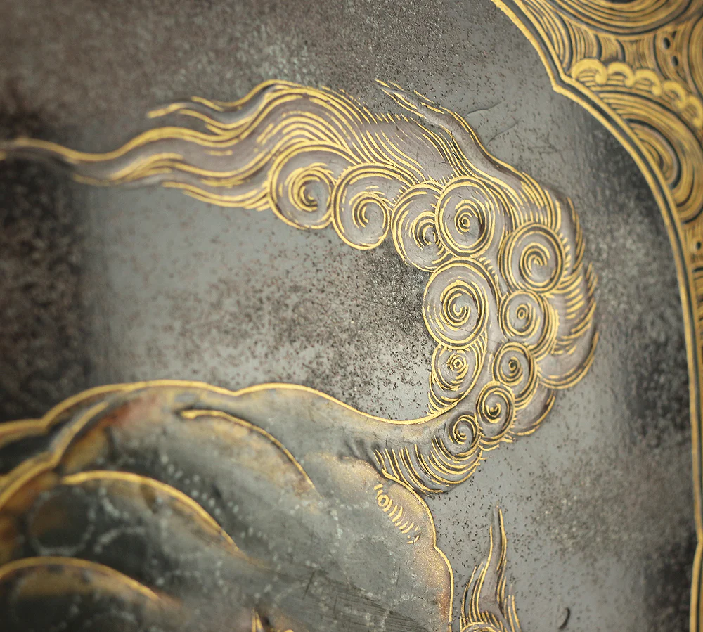 Gold Wave pattern Lacquered Five-Tiered Box Jubako Makie Gold lacquered 'Animal, Flowers and Bird' with Box VA247 - Image 140