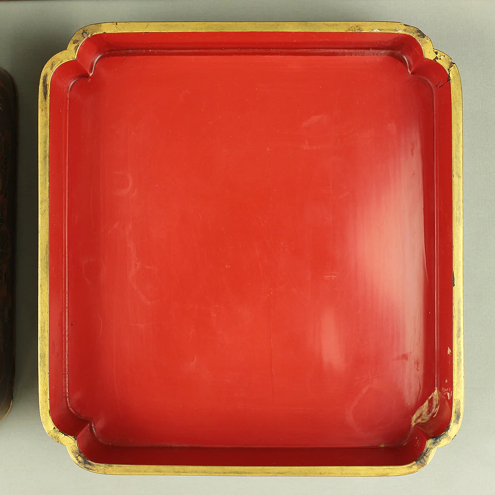 Gold Wave pattern Lacquered Five-Tiered Box Jubako Makie Gold lacquered 'Animal, Flowers and Bird' with Box VA247 - Image 163