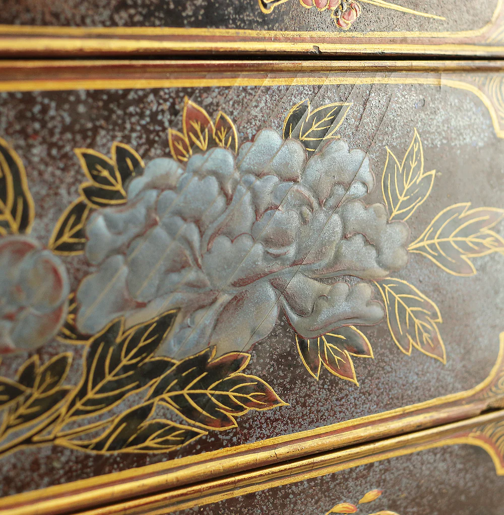 Gold Wave pattern Lacquered Five-Tiered Box Jubako Makie Gold lacquered 'Animal, Flowers and Bird' with Box VA247 - Image 21