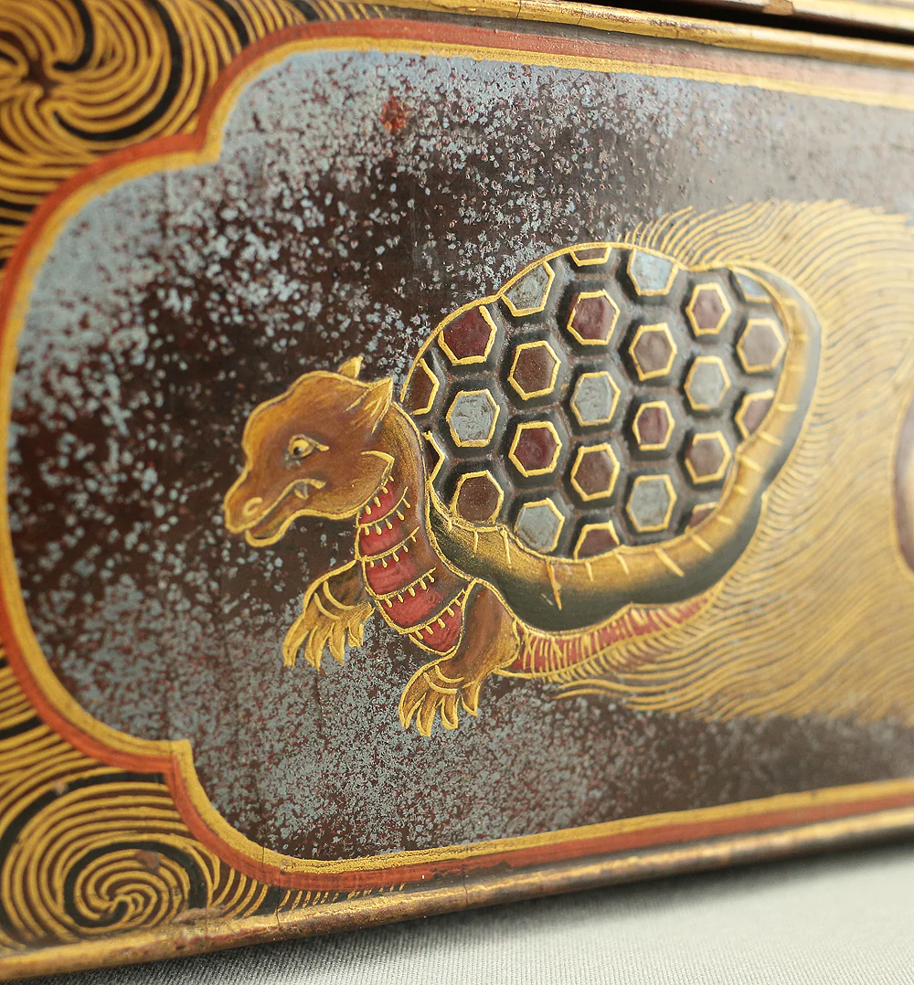 Gold Wave pattern Lacquered Five-Tiered Box Jubako Makie Gold lacquered 'Animal, Flowers and Bird' with Box VA247 - Image 24