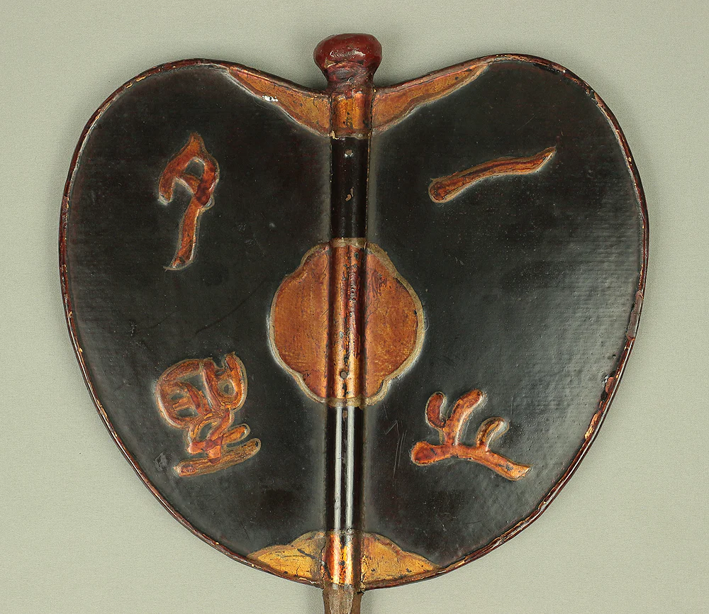 Gunbai Samurai Military Leader's Fan Edo period Hand fan Gold Decoration 'Bard and Pagoda in River' 「一夕之聖」 VA232 - Image 16