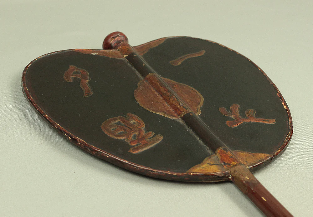 Gunbai Samurai Military Leader's Fan Edo period Hand fan Gold Decoration 'Bard and Pagoda in River' 「一夕之聖」 VA232 - Image 20