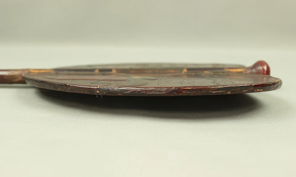 Gunbai Samurai Military Leader's Fan Edo period Hand fan Gold Decoration 'Bard and Pagoda in River' 「一夕之聖」 VA232 - Image 23
