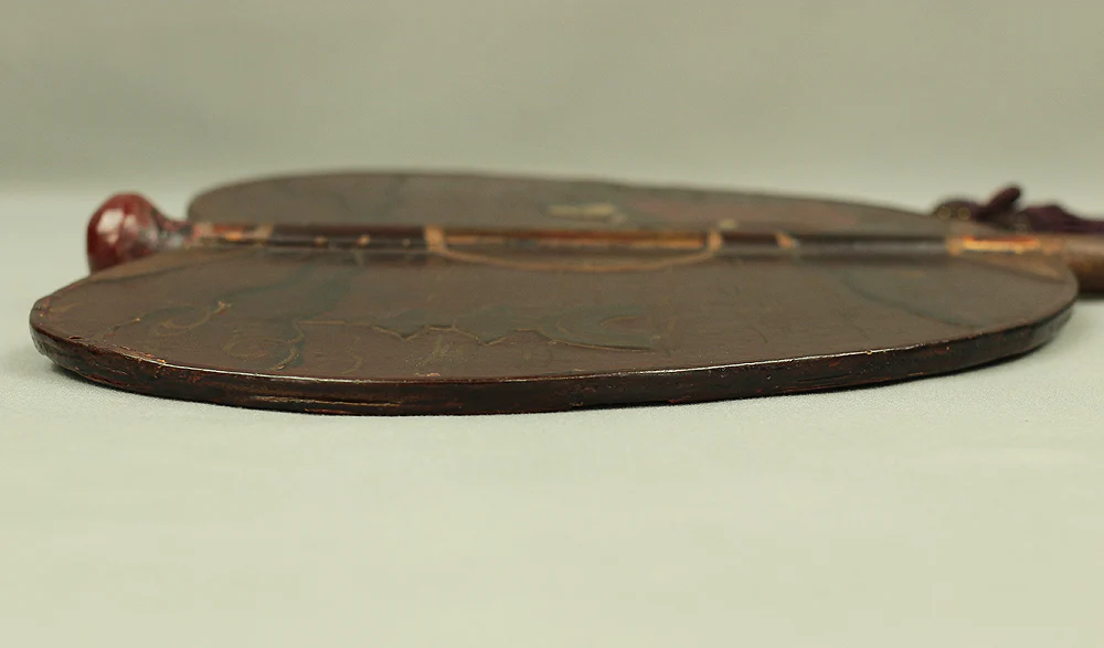 Gunbai Samurai Military Leader's Fan Edo period Hand fan Gold Decoration 'Bard and Pagoda in River' 「一夕之聖」 VA232 - Image 25