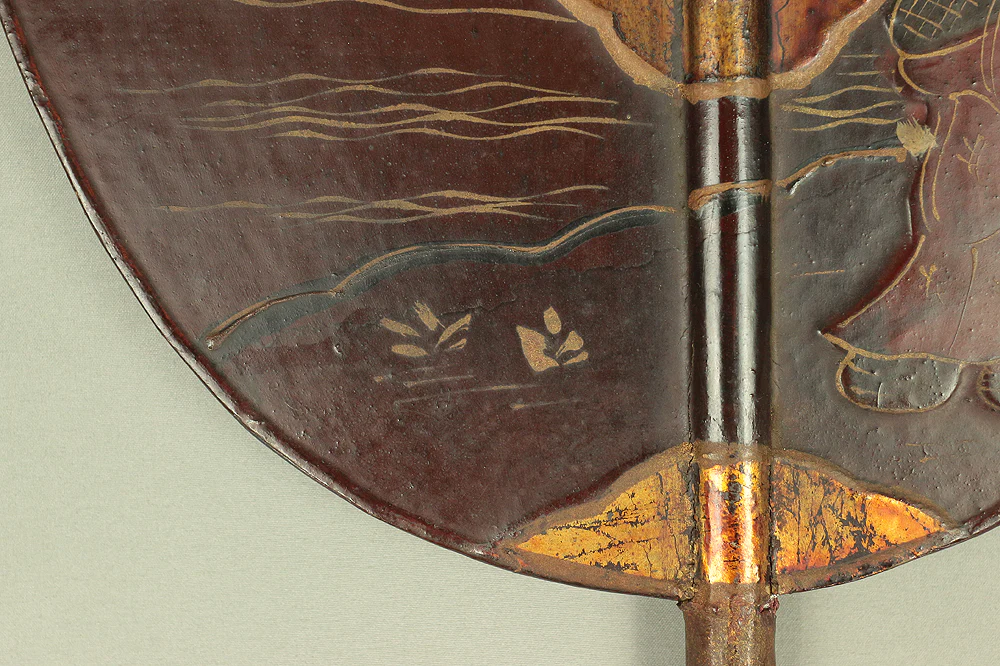 Gunbai Samurai Military Leader's Fan Edo period Hand fan Gold Decoration 'Bard and Pagoda in River' 「一夕之聖」 VA232 - Image 7