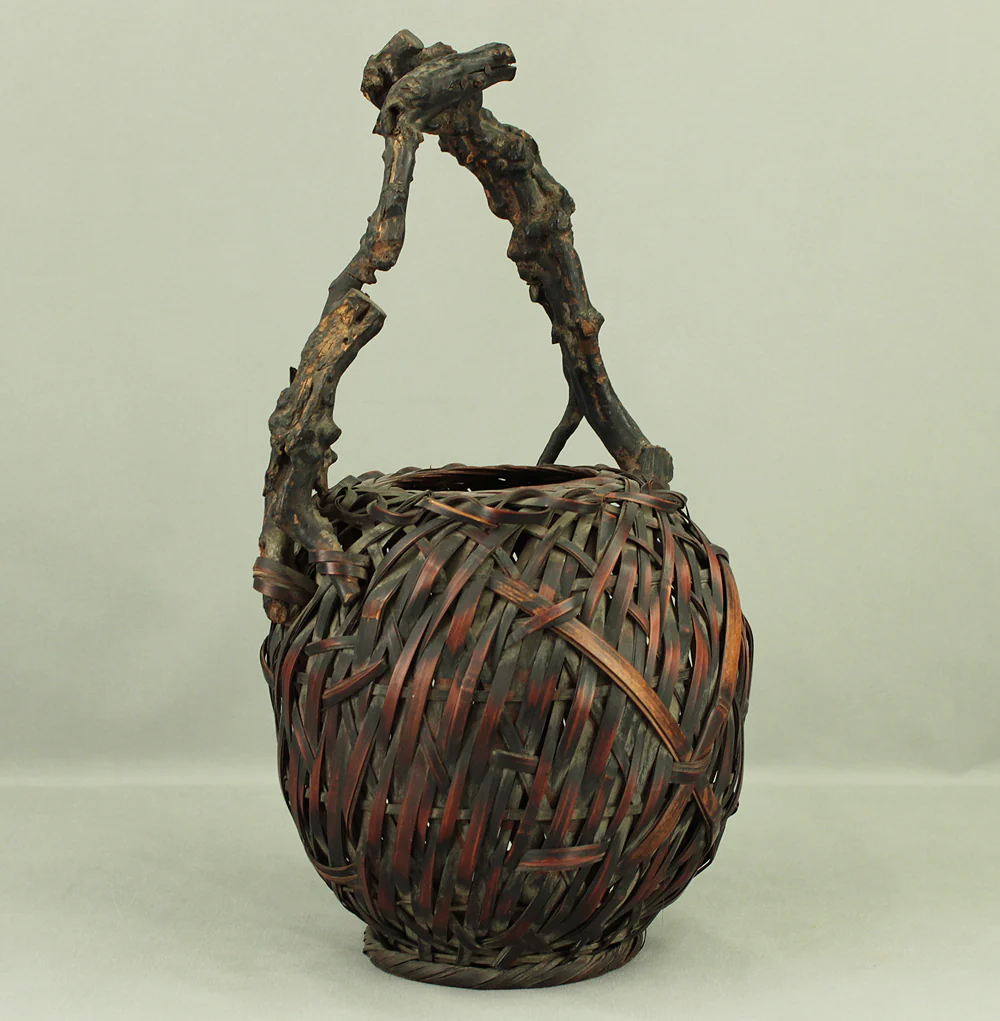 Hanakago - Grip Unusual Tree and Bamboo Woven Flower Vase Basket VA442 - Image 3