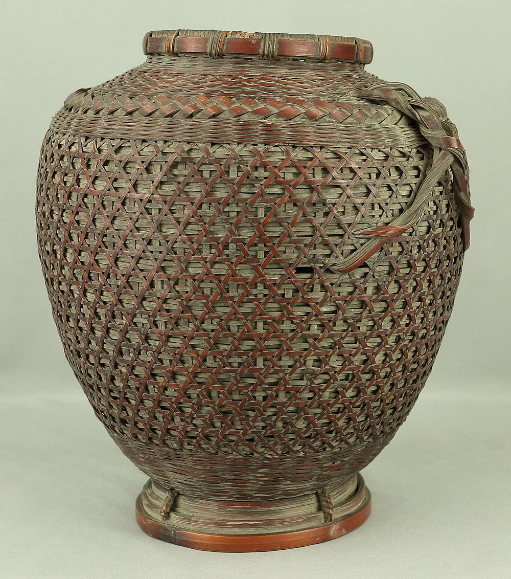 Hanakago with Handle Bamboo Woven Basket Flower Vase for Tea Ceremony VA363 - Image 9