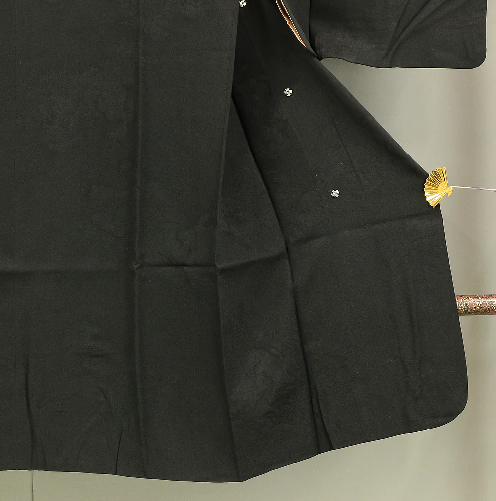 Haori Japanese Kimono Coat with Black Color Lining Pattern Circle KI193 - Image 9