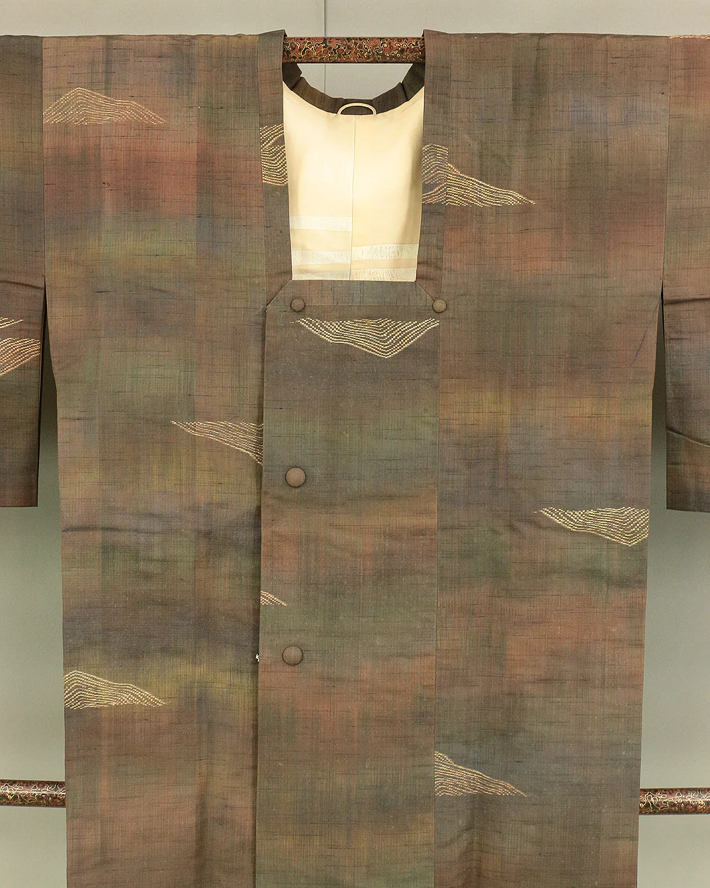 Haori Japanese Kimono Coat with Brown based Color Pattern Mountain KI181 - Image 10