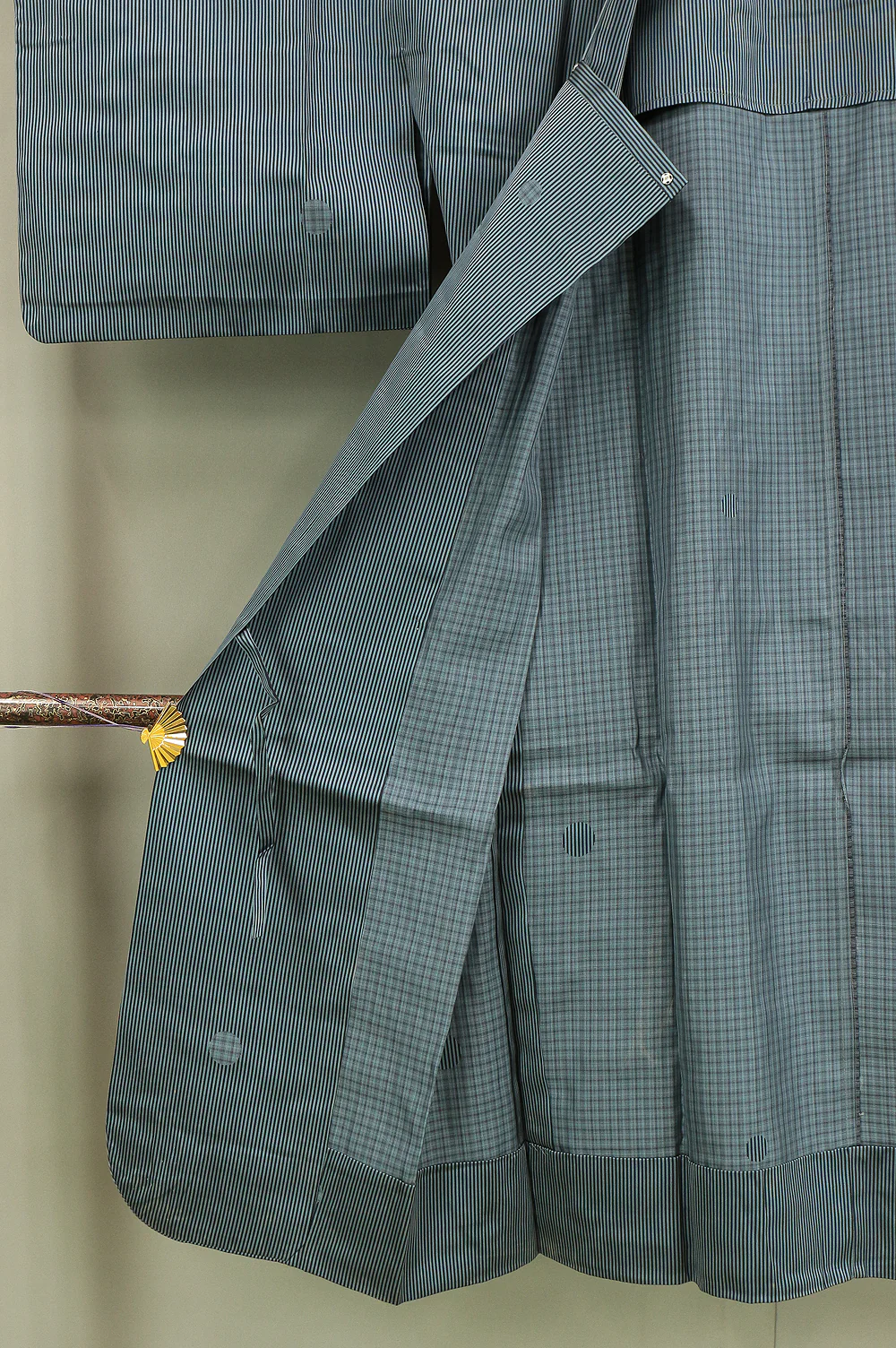 Haori Japanese Kimono Coat with Light Blue Color based Pattern Shima Stripe KI203 - Image 15