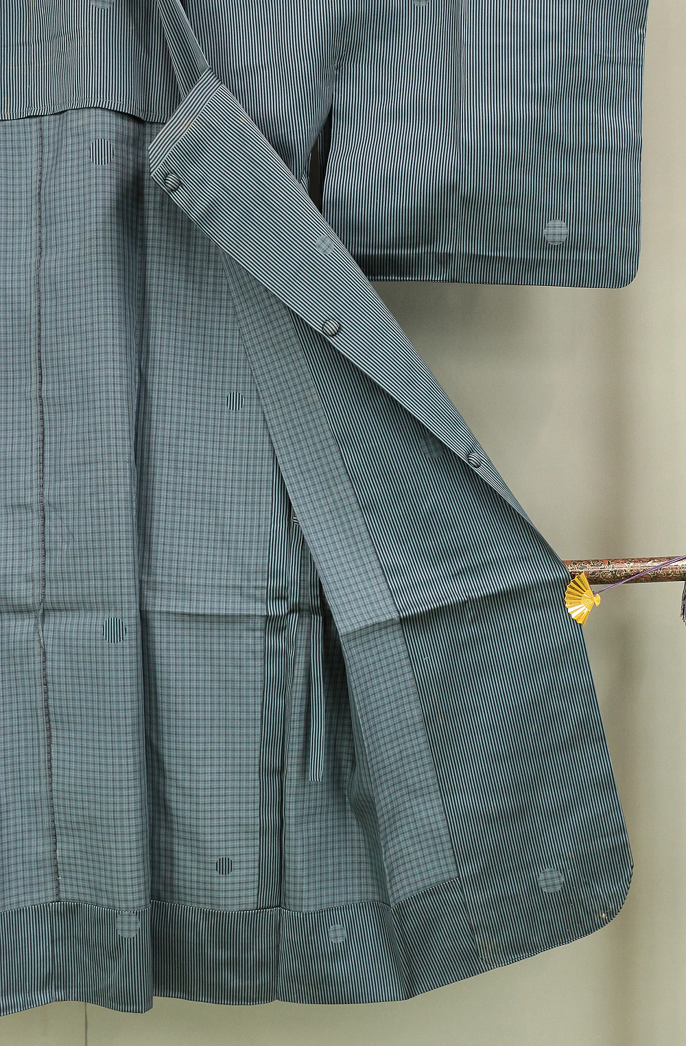 Haori Japanese Kimono Coat with Light Blue Color based Pattern Shima Stripe KI203 - Image 16