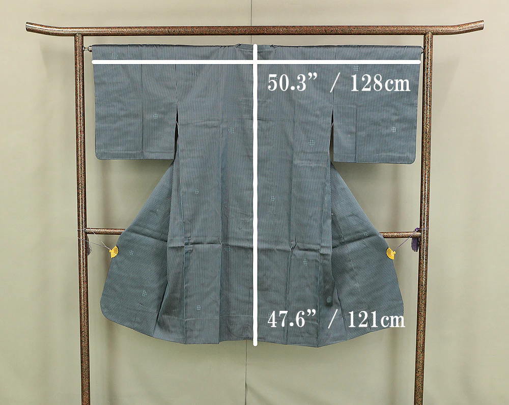 Haori Japanese Kimono Coat with Light Blue Color based Pattern Shima Stripe KI203 - Image 17