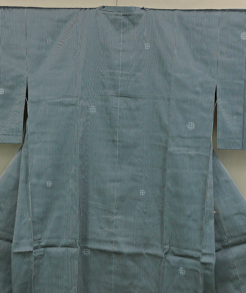 Haori Japanese Kimono Coat with Light Blue Color based Pattern Shima Stripe KI203 - Image 4