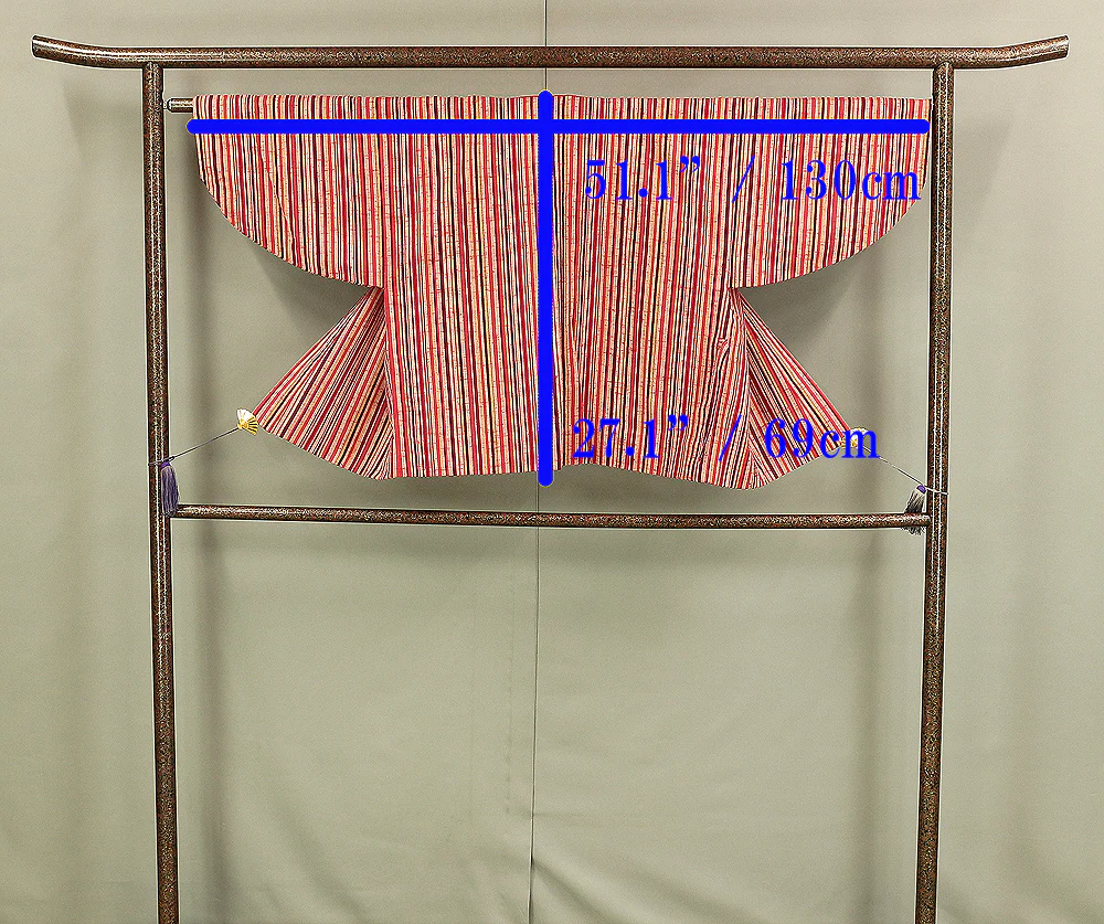 Haori Japanese Kimono Coat with Red Color based Pattern Shima Stripe with Elastic KI196 - Image 15