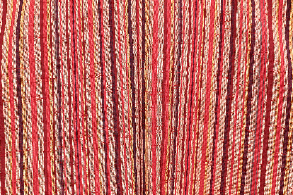 Haori Japanese Kimono Coat with Red Color based Pattern Shima Stripe with Elastic KI196 - Image 4