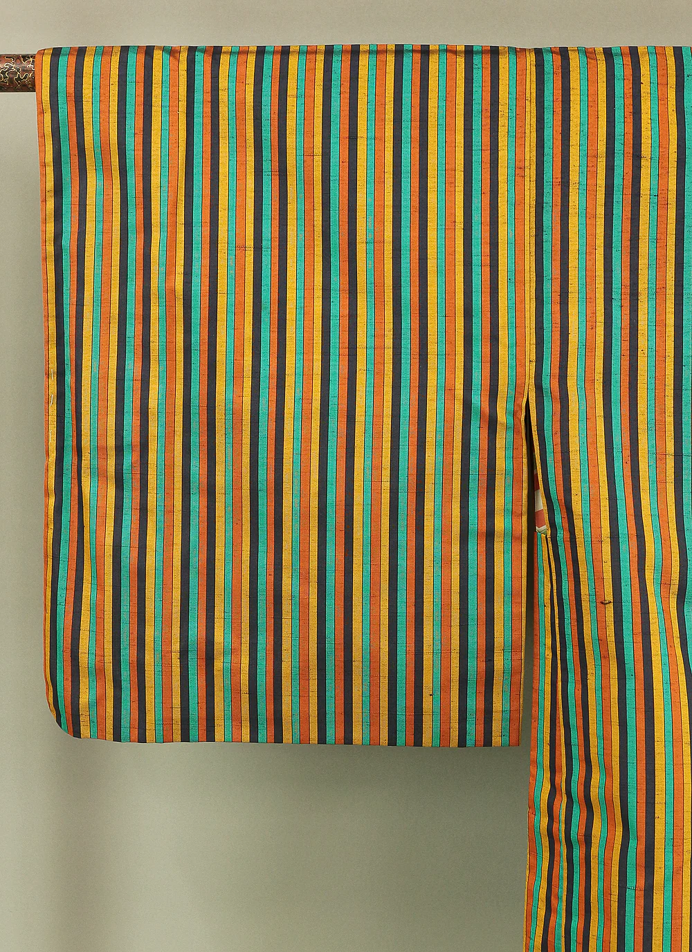 Haori Japanese Kimono Coat with Yellow Color based Pattern Shima Stripe KI178 - Image 10