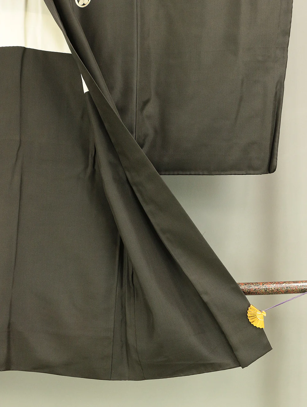 Haori Japanese Men's Kimono Coat Black Lining white KI185 - Image 14