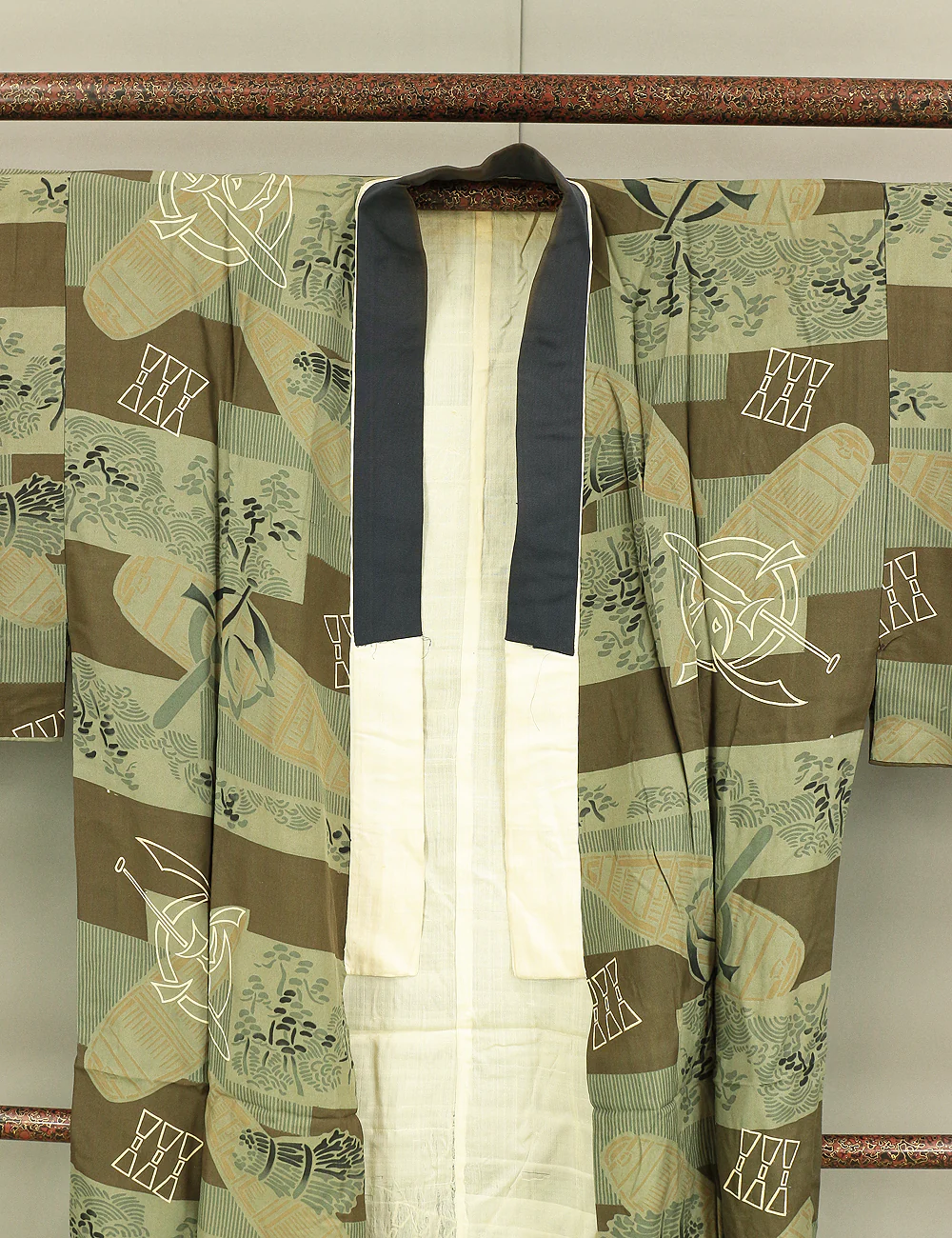Haori Japanese Men's Kimono Coat Kuro Montsuki and Hakama and Kimono Green Color based 3pcs KI170 - Image 34
