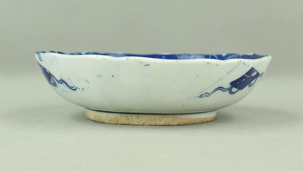 Imari ware Sometsuke Blue and White Porcelain Inban (Transfer printing) Decorative Small Plates 5pcs "Geometrical pattern & Scroll design" V682 - Image 12