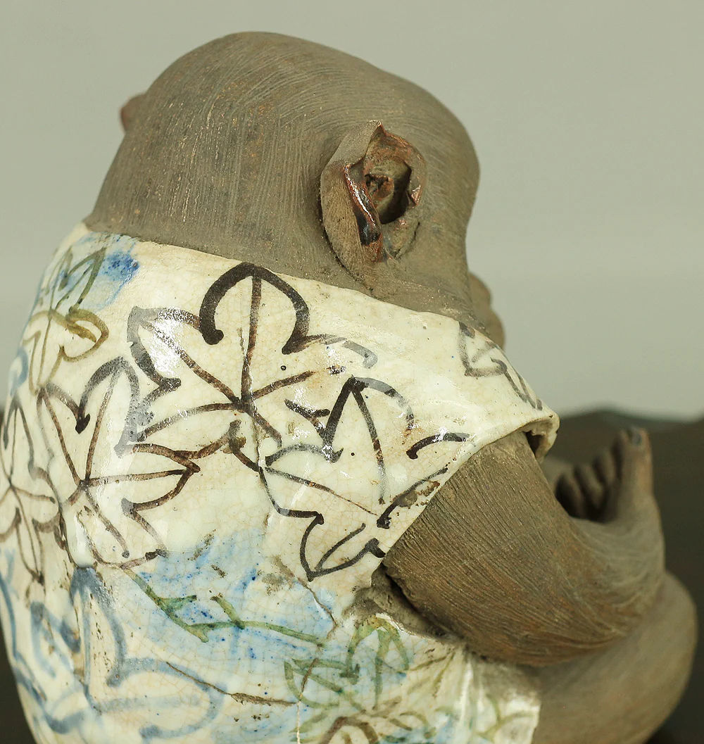 Inscription 'Ninsei' 仁清 - Monkey Wearing Clothes Okimono Figurine Statue with Box VA345 - Image 23