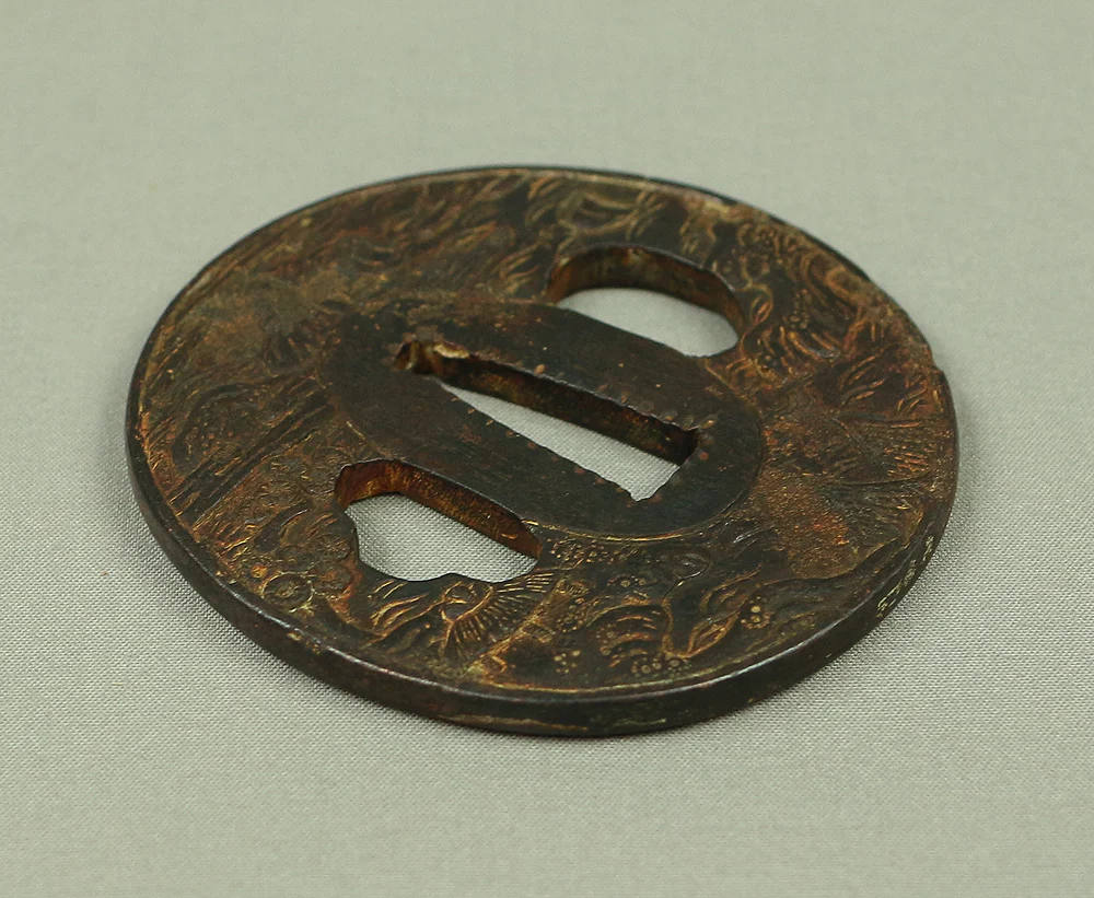 Iron Tsuba 'Landscape Sansui design' 江州住 宗典 Japanese samurai katana sword guard Protection V922 - Image 10