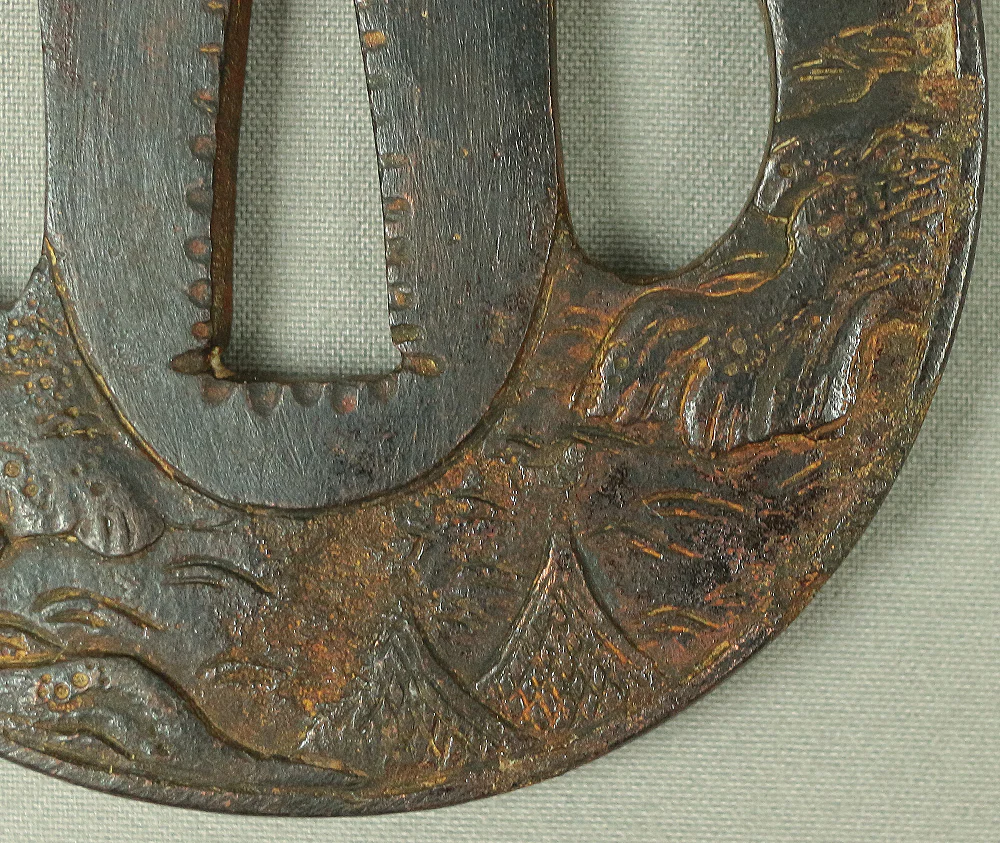 Iron Tsuba 'Landscape Sansui design' 江州住 宗典 Japanese samurai katana sword guard Protection V922 - Image 3
