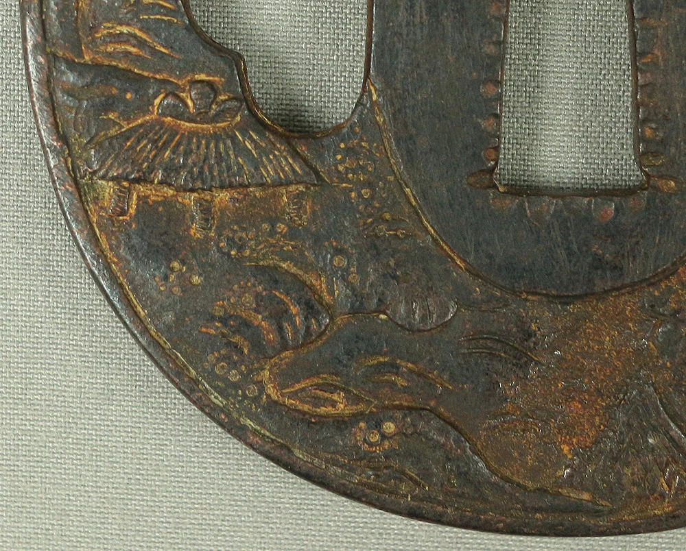 Iron Tsuba 'Landscape Sansui design' 江州住 宗典 Japanese samurai katana sword guard Protection V922 - Image 4
