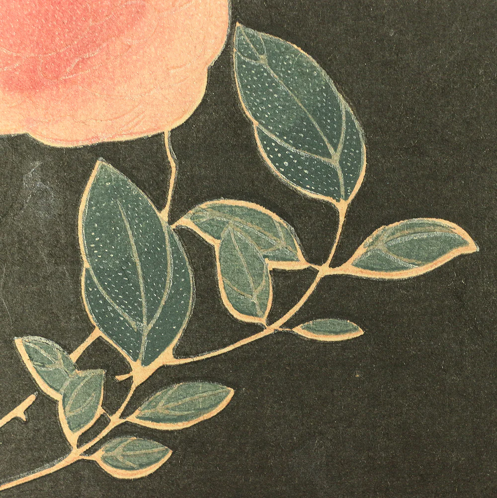 Ito Jakuchu 伊藤若冲 (1716-1800) 'Roses and Parrot' 薔薇に鸚哥図 from the set of six Flowers and Birds prints OW191 - Image 11