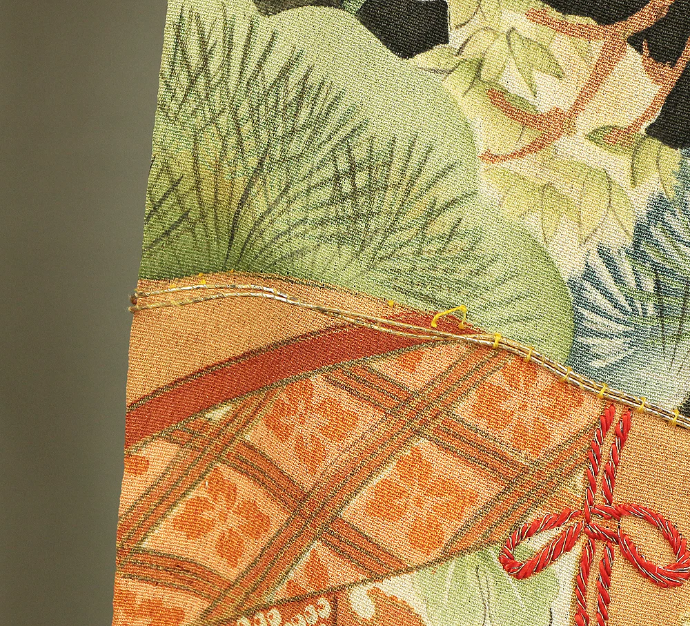 Japanese Kimono Kuro Tomesode (Black based the most formal kimono) with Black color Pattern Pine Bamboo Plum KI152 - Image 10