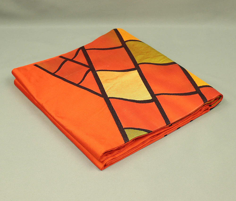 Japanese kimono obi belt Nagoya obi with Orange colour based Geometrical Patterns VA501 - Image 13