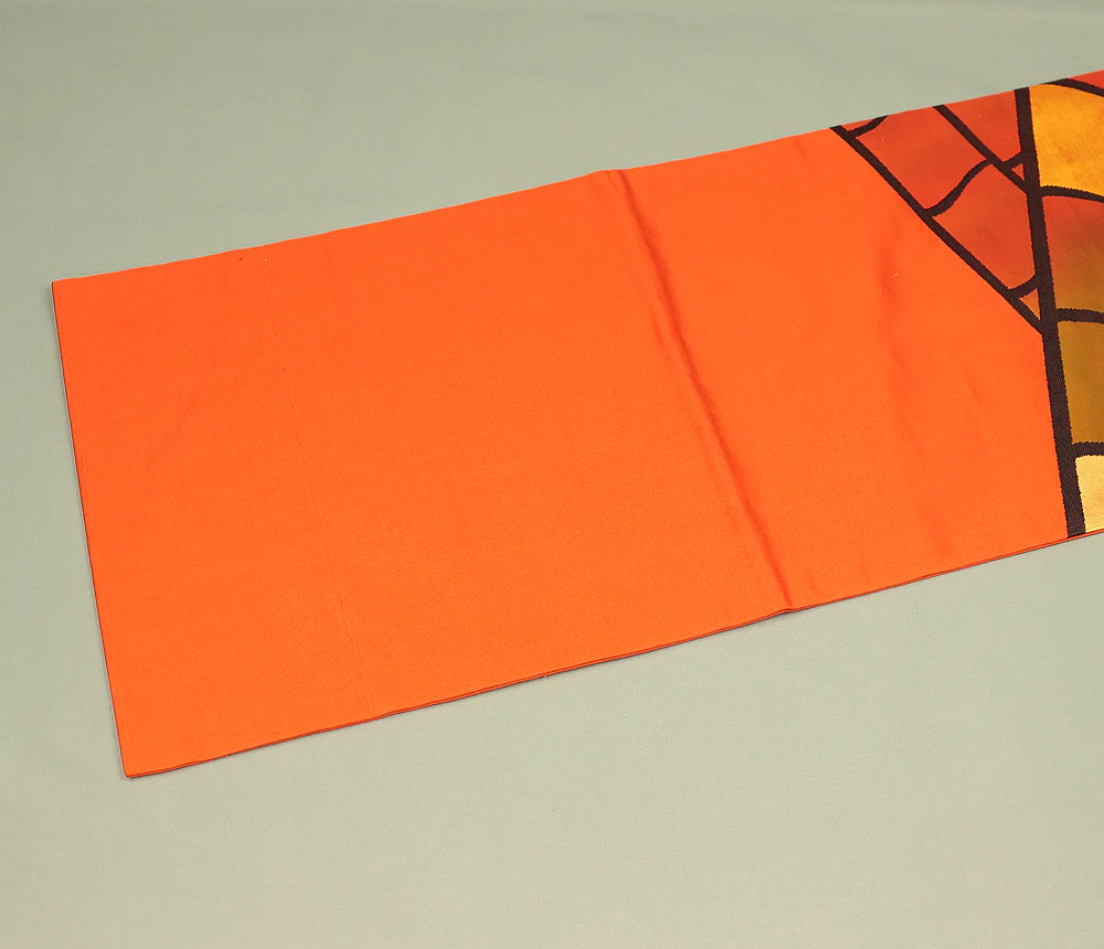 Japanese kimono obi belt Nagoya obi with Orange colour based Geometrical Patterns VA501 - Image 3