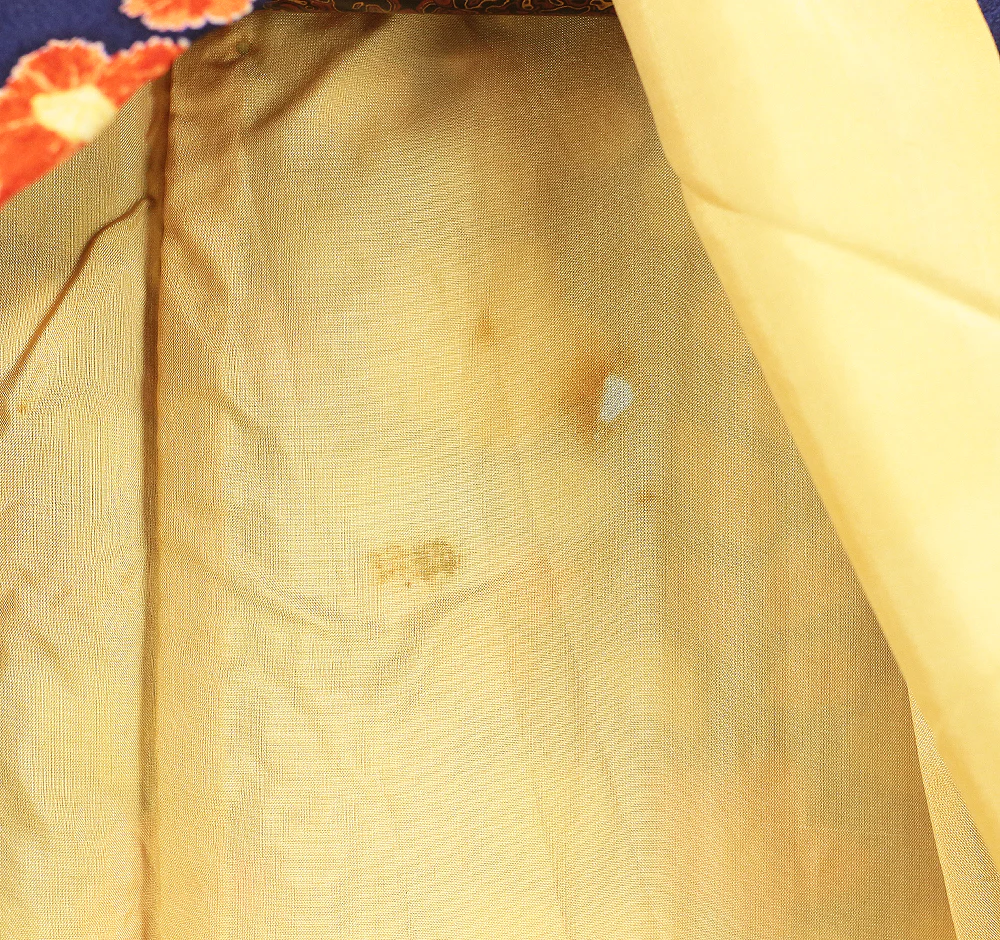 Japanese Kimono with Dark Blue Color Pattern Flower KI164 - Image 14