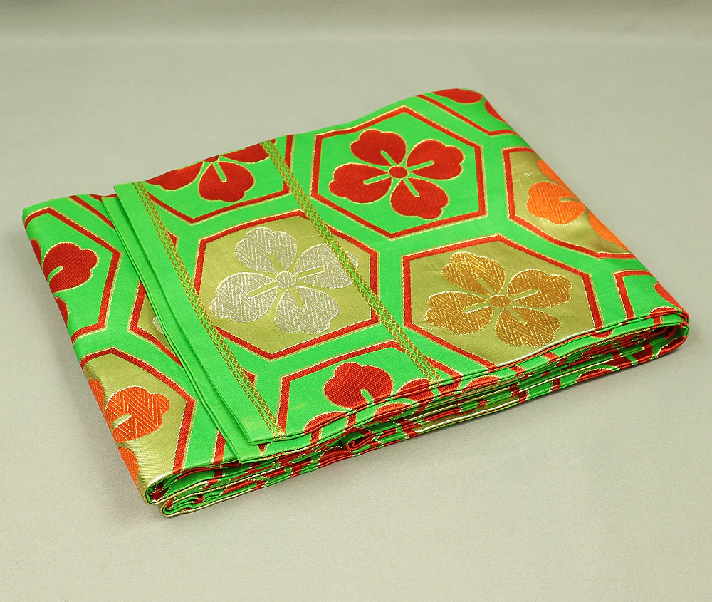 Japanese Obi Fukuro Obi Green, Tortoiseshell Pattern VA502 - Image 14
