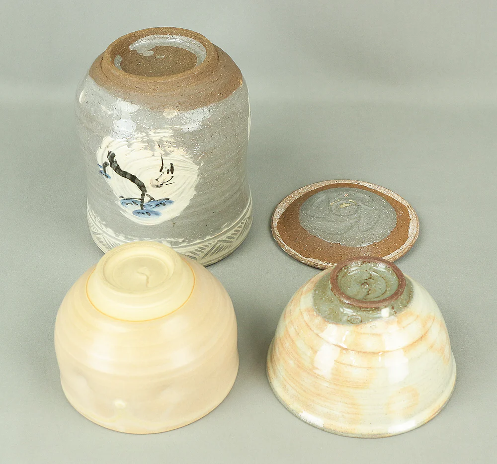 Japanese Portable Tea Ceremony Chest Box "Tanzaku Bako" & Tea Utensils Set Mizusashi, Tea Bowl, Ladle, Tea scoop, Natsume, Futaoki, etc V646 - Image 7