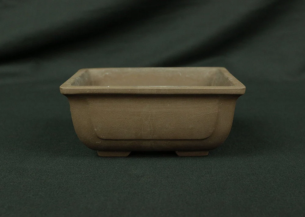 盆栽鉢 Japanese Small Bonsai Pot Pottery 270g 4.8" W x 2.1" H x 3.6" D V144 / Japan Pine tree Moss Plants Molding to imitate natural landscape
