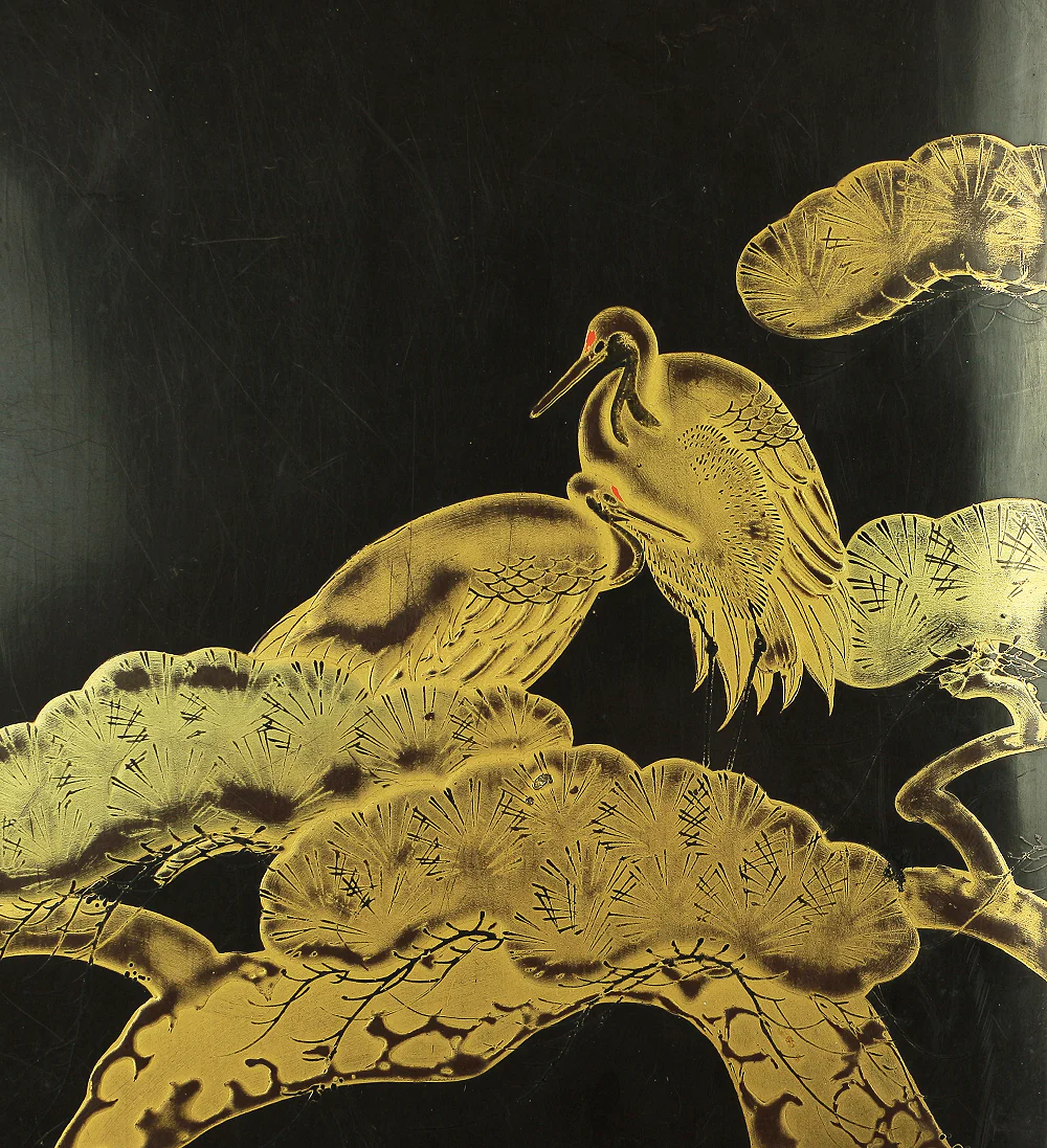 Japanese Suzuribako (Inkstone Box) design of Gold Lacquered Makie 'Crane and Pine Tree' VA183 - Image 5
