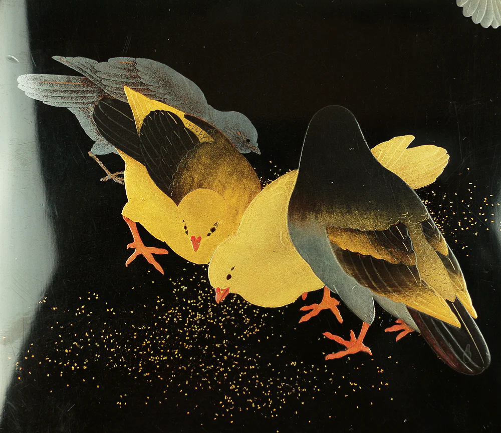 Japanese Suzuribako (Inkstone Box) design of Gold Silver Makie Lacquered 'Pigeon' VA182 - Image 10