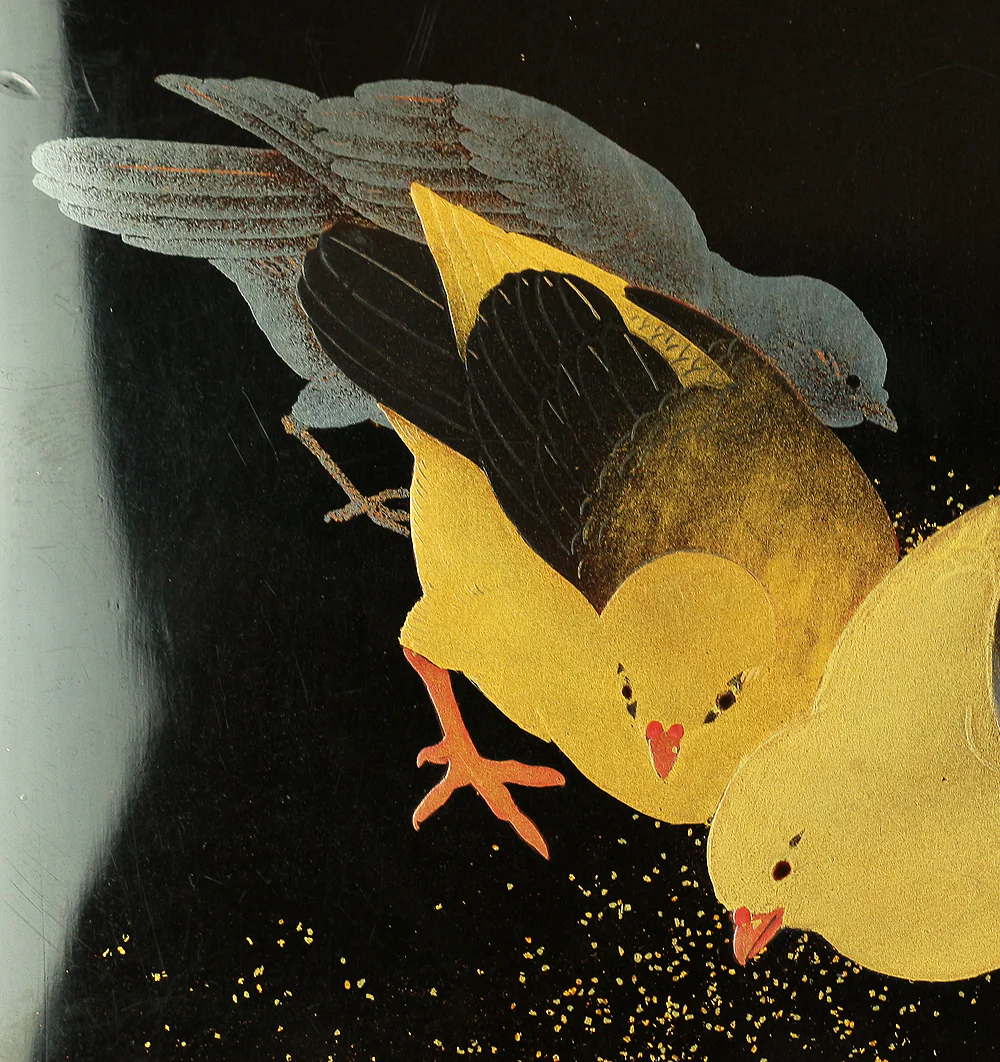 Japanese Suzuribako (Inkstone Box) design of Gold Silver Makie Lacquered 'Pigeon' VA182 - Image 11