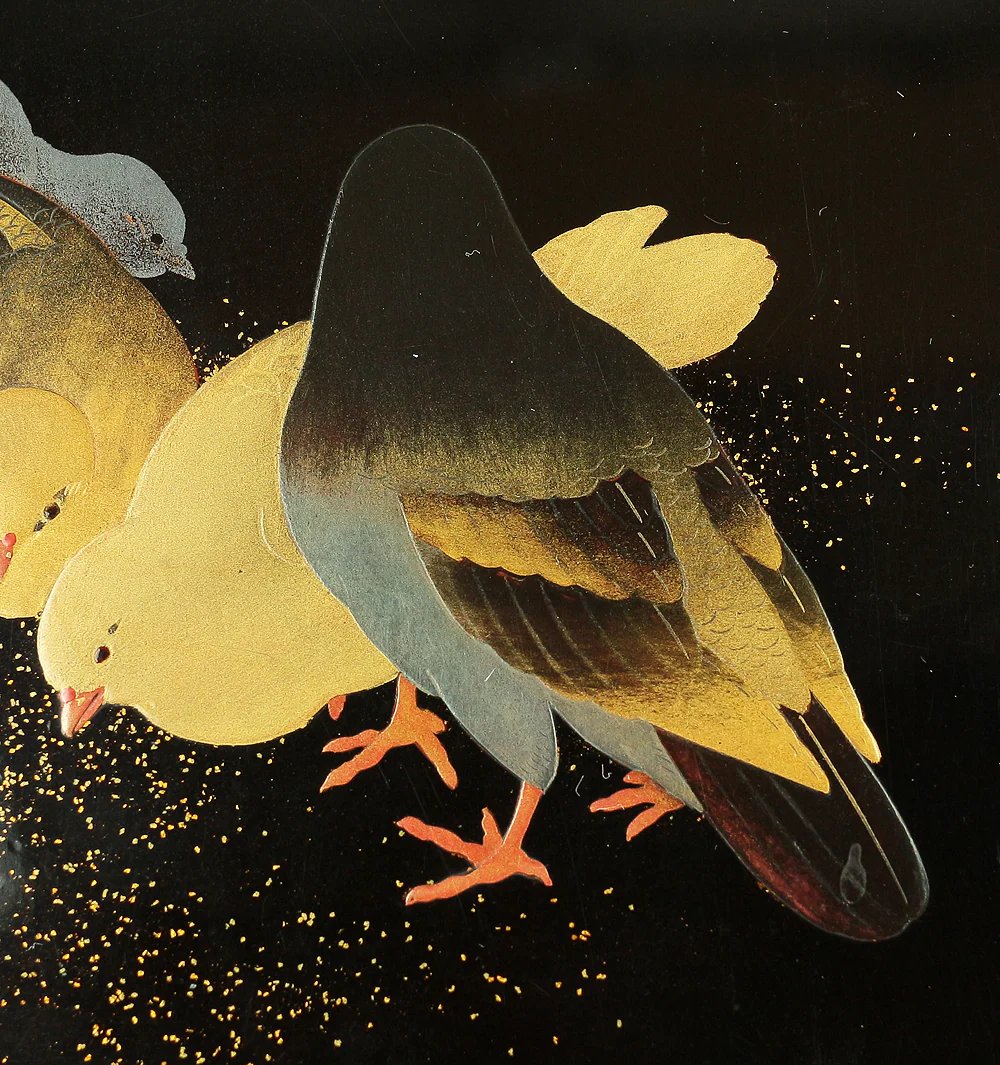 Japanese Suzuribako (Inkstone Box) design of Gold Silver Makie Lacquered 'Pigeon' VA182 - Image 13