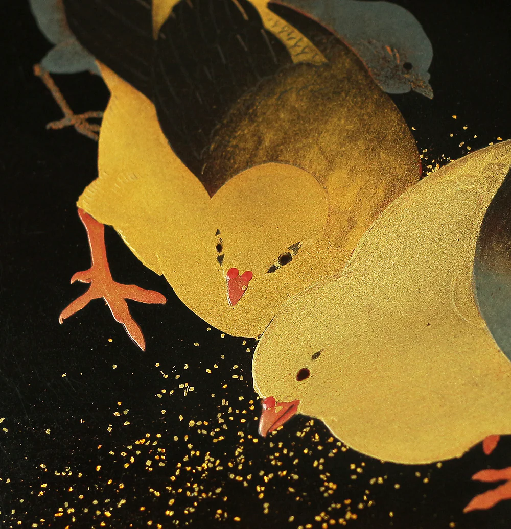Japanese Suzuribako (Inkstone Box) design of Gold Silver Makie Lacquered 'Pigeon' VA182 - Image 14