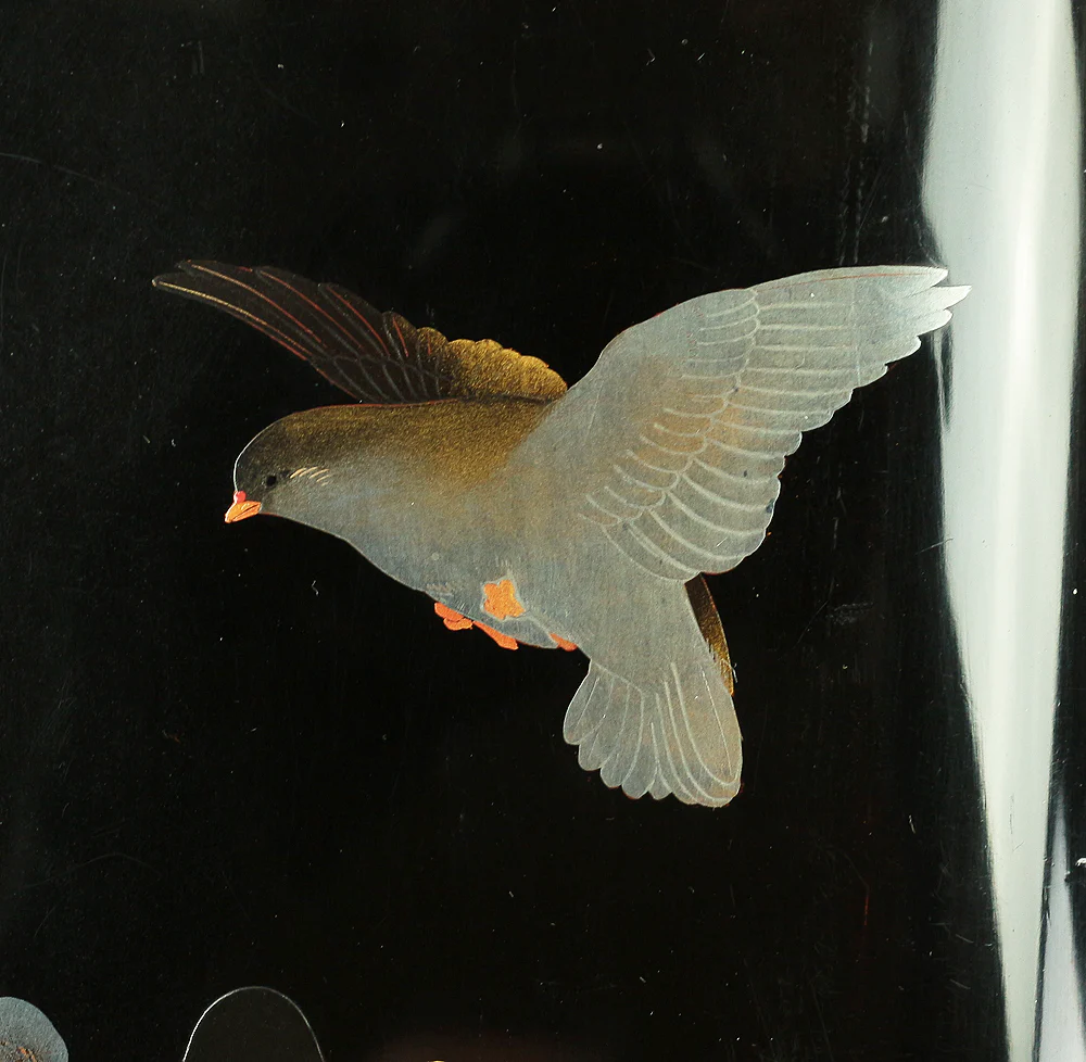 Japanese Suzuribako (Inkstone Box) design of Gold Silver Makie Lacquered 'Pigeon' VA182 - Image 5